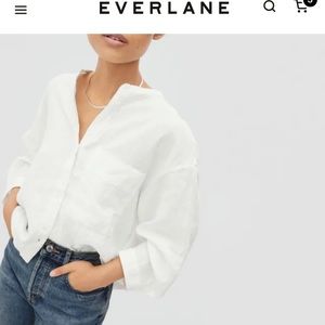 Everlane The Linen Billow Blouse in White